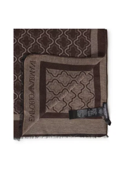 Szal Emporio Armani w geometryczne wzory brązowa
