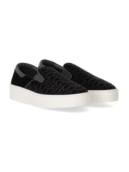 Sneakersy Emporio Armani skórzane wsuwane czarne