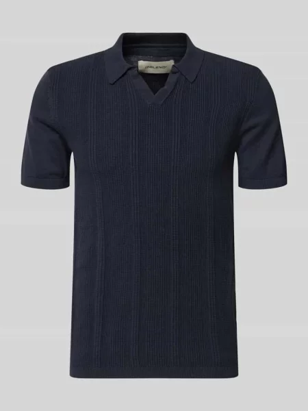 Koszulka polo o kroju slim fit z efektem dzianiny model ‘Baron’ Blend granatowe