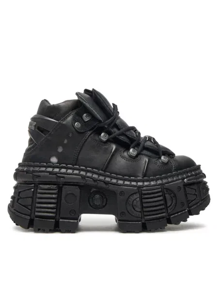 New Rock sneakersy skórzane CRUST NEGRO + TANK CASCO NEGRO czarny
