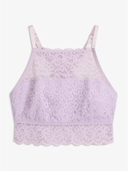 Biustonosz bustier z rozciągliwej koronki fioletowy