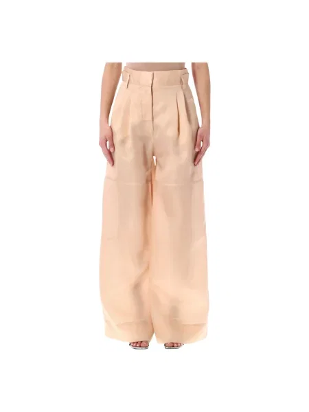 Spodnie Alberta Ferretti z organzy różowe