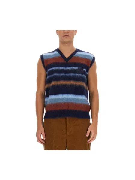 Wielobarwność kamizelka Etro wełniana z dekoltem w serek