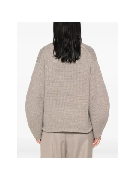 Sweter Soft Goat z dekoltem w serek beżowy