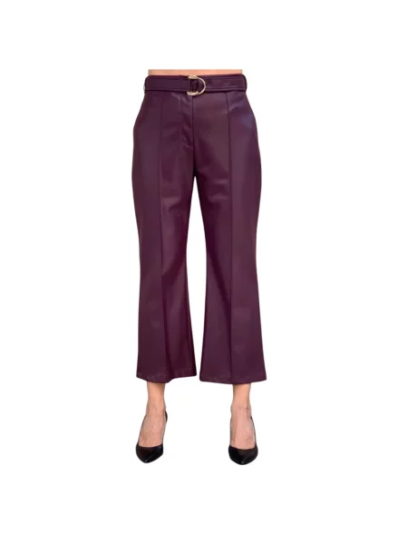 Spodnie Liu Jo casual o krotszym kroju skórzane fioletowe