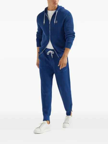 Pantaloni Brunello Cucinelli tricotate albastru