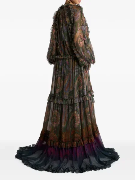 Rochie Etro de mătase cu imagine cu model paisley verde