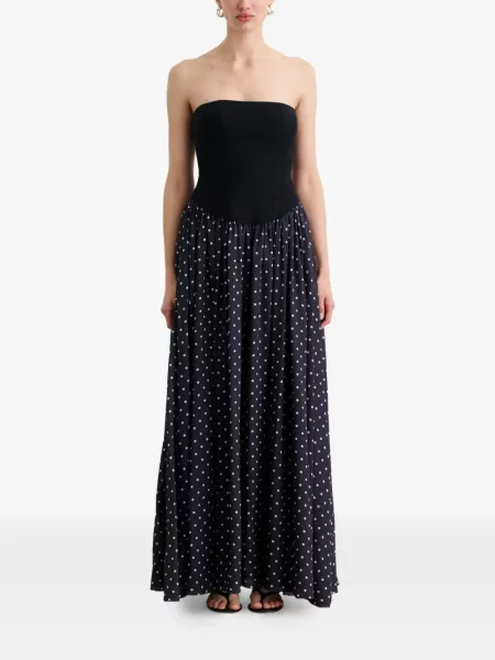 Sukienka Toccin w grochy bez ramiączek garniturowa niebieska