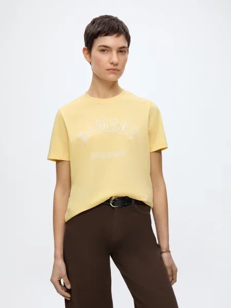 Samsøe Samsøe Tricou Sacamino galben alb
