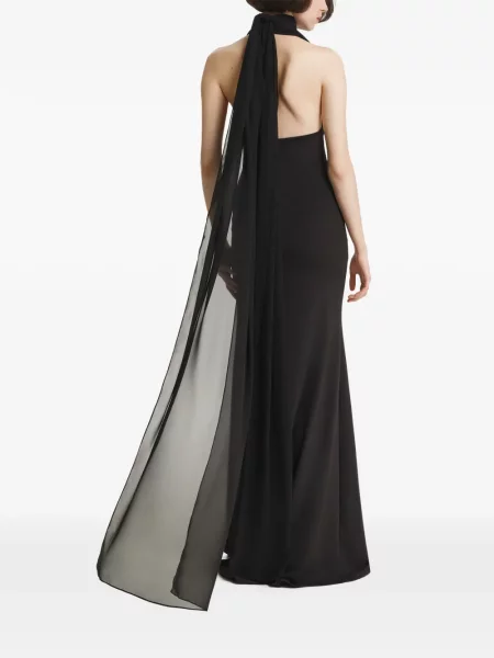 Maksi haljina 2310 Studio s draperijom s halter ovratnikom crna