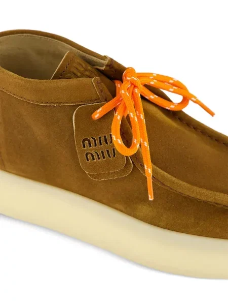 Sneakerși Miu Miu cu platformă maro