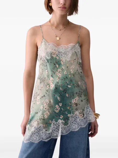 Top Liu Jo din satin cu imagine verde