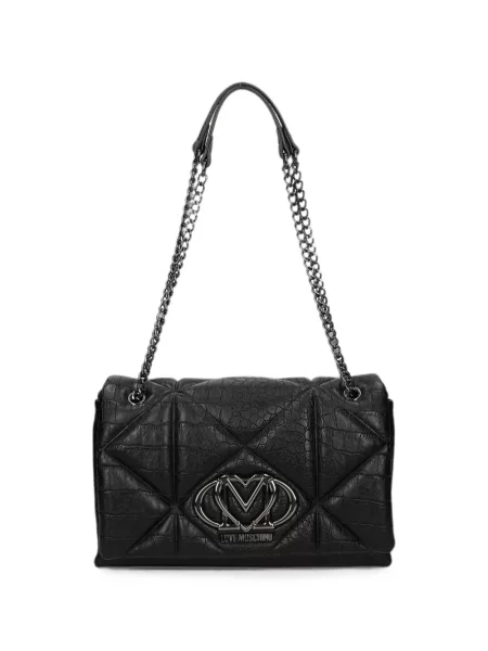 Geantă Love Moschino cu aplicații negru