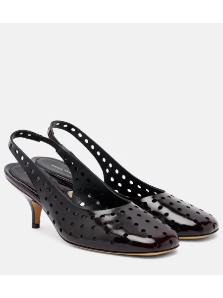 Pantofi cu toc Dries Van Noten din piele slingback bordo