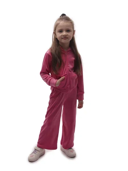 Велюровий Дитячий Спортивний костюм LUMO малиновий