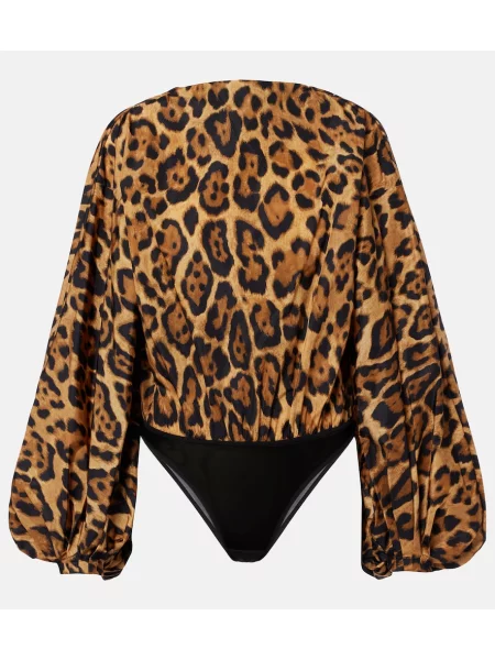 Body Alaïa cu imagine cu imprimeu animal print maro