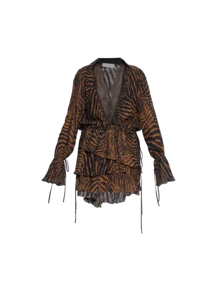 Sukienka Blumarine z dekoltem w serek brązowa