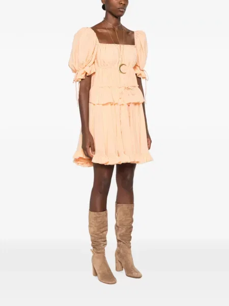 Rochie mini Chloé cu volane portocaliu