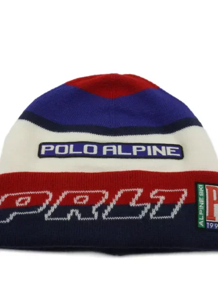 Класическа шапка Polo Ralph Lauren бродирана на райета черно