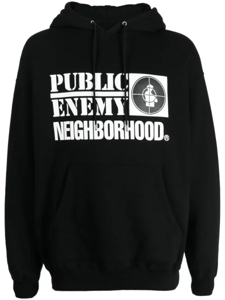 Hanorac cu glugă Neighborhood cu imagine negru