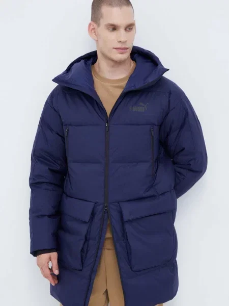 Пухено яке Puma зимен модел тъмносиньо