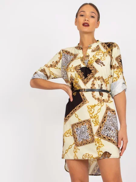 Rochie mini Fashionhunters cu imagine de costum galben