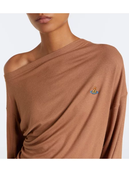 Pleten top Vivienne Westwood z draperijo rjava