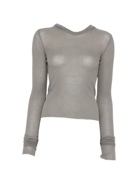 Decupat tricou Rick Owens cu glugă gri