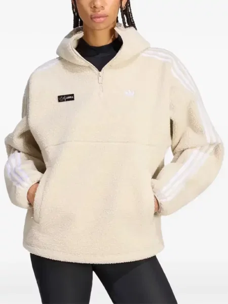 Top Adidas alergare cu autograf din fleece negru