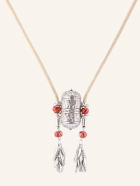 Isabel Marant Náhrdelník Necklace / stříbrná / červená béžová
