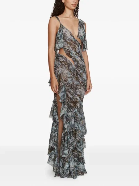Rochie Christopher Esber cu volane de costum albastru