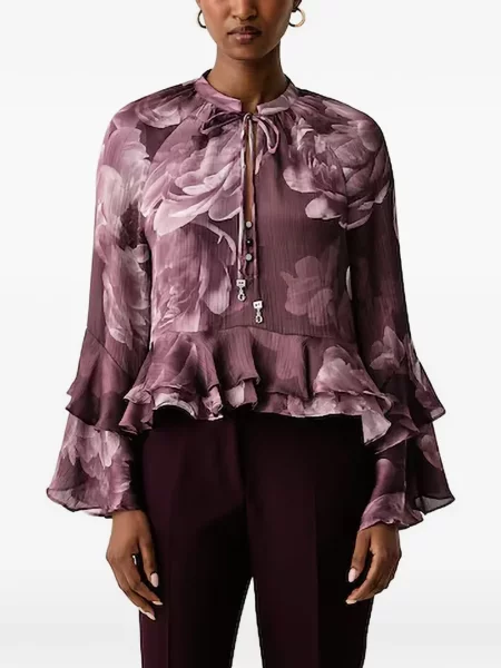 Bluză Guess cu model floral cu imagine violet