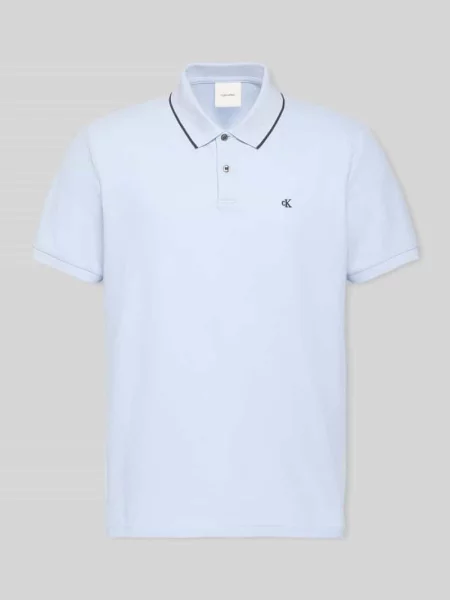 Koszulka polo z logo w formie haftu z czystej bawełny Ck Calvin Klein niebieskie