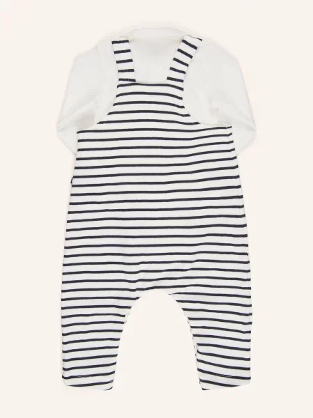 Petit Bateau Zestaw: Ogrodniczki I Body weiss biały
