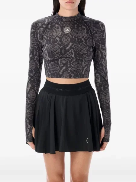 Top Adidas By Stella Mccartney cu imagine cu model piele de șarpe lung maro