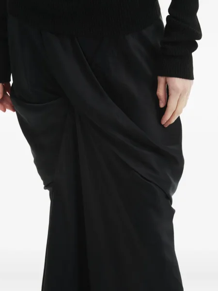 Midi-suknja Rick Owens s draperijom iznad koljena crna