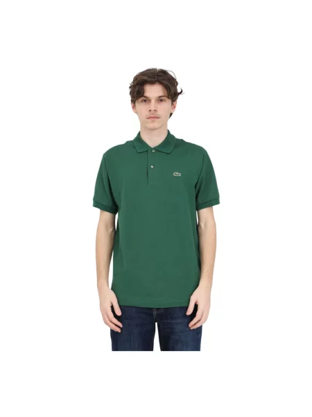 Lniana koszulka polo Lacoste z logo w miejskim stylu zielona