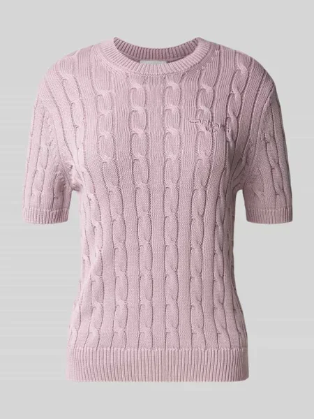 Bluzka z dzianiny ze ściegiem warkoczowym i okrągłym dekoltem Carhartt Work In Progress różowa