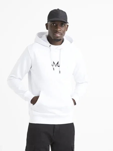 Pulover Celio cu glugă alb