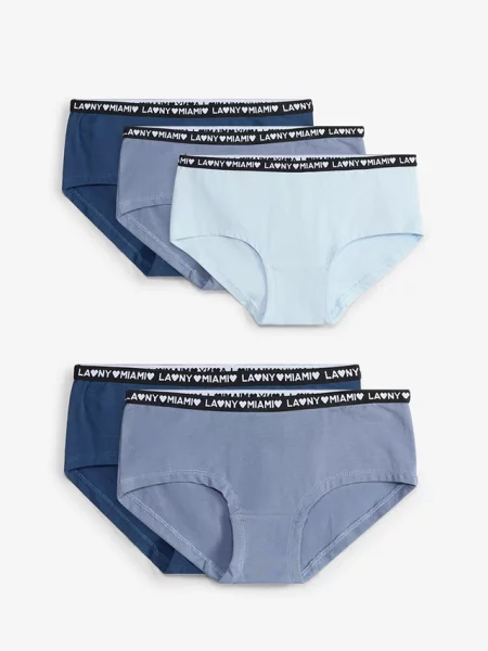 Figi panty z miękką bawełną 5 par niebieskie
