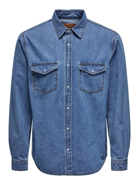 Only & Sons Cămașă BANE denim albastru