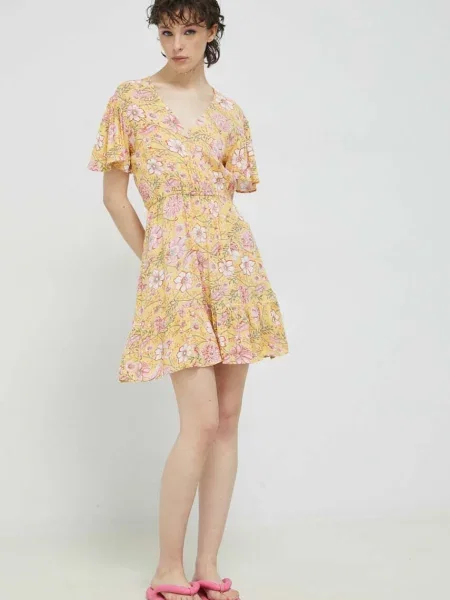 Сукня Billabong mini розкльошена жовтий