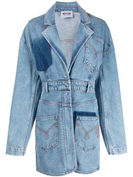 Rochie din denim Moschino Jeans cu rever