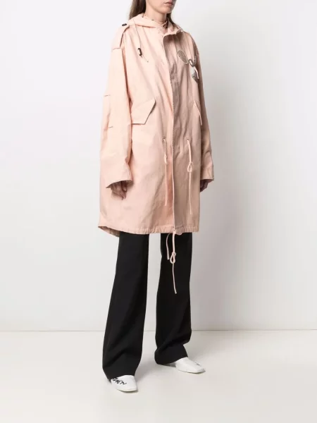 Palton Raf Simons cu glugă cu imagine roz