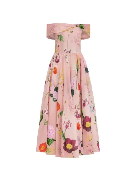 Rochie midi Oscar De La Renta cu imagine roz