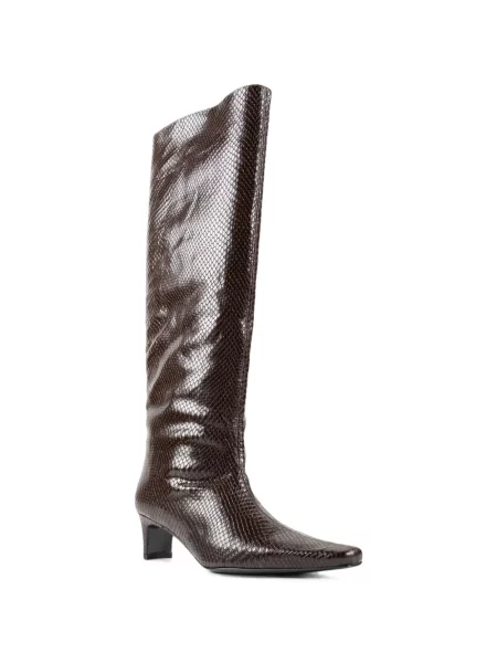 Botine Staud cu model piele de șarpe maro
