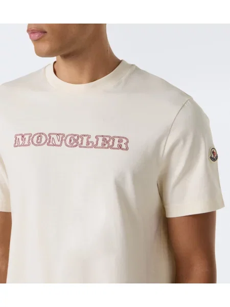 Džerzej tričko Moncler s výšivkou biela
