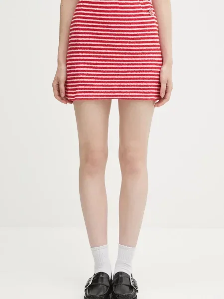 Sporty & Rich fustă Serif Logo Striped Terry Aline rosu mini creion