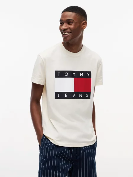 Tommy Jeans Majica / crvena / crna / bijela bež