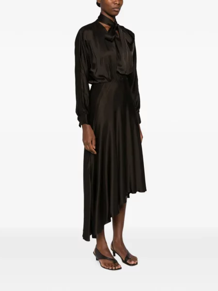 Rochie midi Maje asimetrică cu legături maro